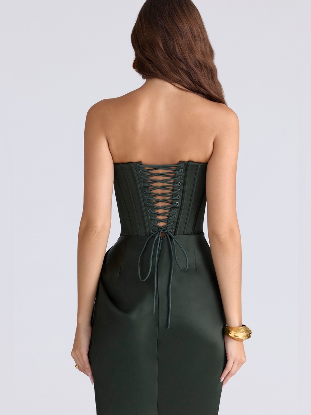 House of CB Carelle Strapless Corset Satin Dress | Lace-Up Back Size M NWOT - Picture 14 of 17